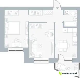 Планировка 2-комн. квартира, 55.67 м² ЖК «Причал»