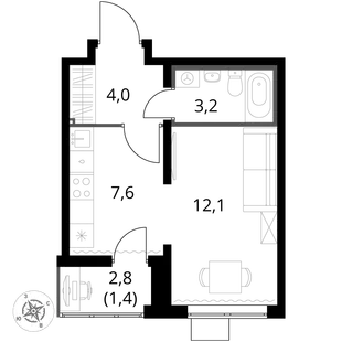 Квартира Студия, 28.3 м² ЖК «1-й Южный» Фото 1 Квартира Студия, 28.3 м² ЖК «1-й Южный» Фото 1