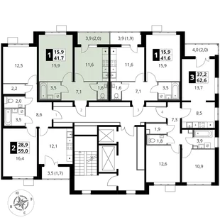 Квартира 1-комн. квартира, 41.7 м² ЖК «1-й Южный» Фото 2 Квартира 1-комн. квартира, 41.7 м² ЖК «1-й Южный» Фото 2
