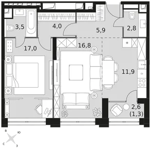 Квартира 2-комн. квартира, 63.2 м² ЖК «Sydney City» Фото 1 Квартира 2-комн. квартира, 63.2 м² ЖК «Sydney City» Фото 1
