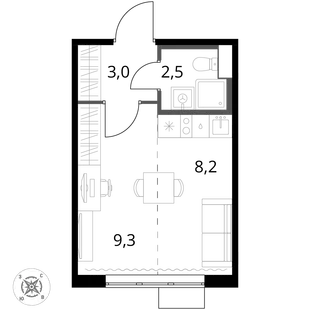 Квартира Студия, 23 м² ЖК «1-й Шереметьевский» Фото 1 Квартира Студия, 23 м² ЖК «1-й Шереметьевский» Фото 1