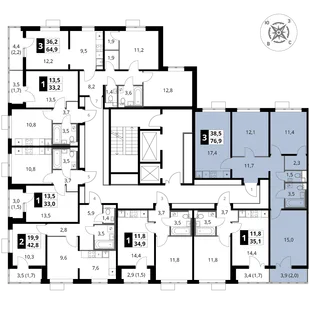 Квартира 3-комн. квартира, 76.9 м² ЖК «1-й Шереметьевский» Фото 2 Квартира 3-комн. квартира, 76.9 м² ЖК «1-й Шереметьевский» Фото 2