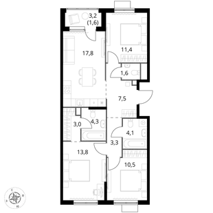 Квартира 3-комн. квартира, 78.9 м² ЖК «1-й Химкинский» Фото 1 Квартира 3-комн. квартира, 78.9 м² ЖК «1-й Химкинский» Фото 1