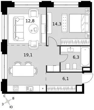 Квартира 2-комн. квартира, 58.6 м² ЖК «Sydney Prime» Фото 1 Квартира 2-комн. квартира, 58.6 м² ЖК «Sydney Prime» Фото 1