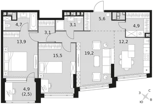 Квартира 3-комн. квартира, 84.7 м² ЖК «Rotterdam» Фото 1 Квартира 3-комн. квартира, 84.7 м² ЖК «Rotterdam» Фото 1