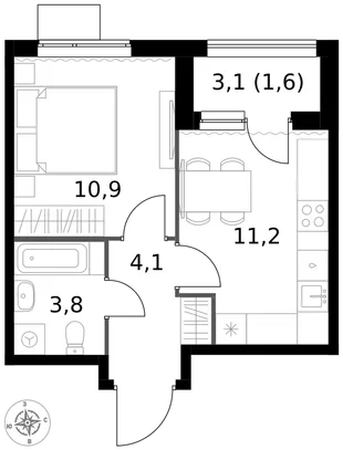 Квартира 1-комн. квартира, 31.6 м² ЖК «1-й Измайловский» Фото 1 Квартира 1-комн. квартира, 31.6 м² ЖК «1-й Измайловский» Фото 1