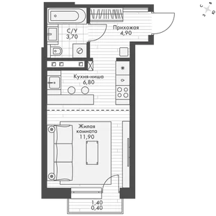Квартира Студия, 27.7 м² ЖК «ФоРест» Фото 1