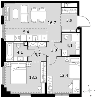 Квартира 3-комн. квартира, 65.5 м² ЖК «Sydney City» Фото 1 Квартира 3-комн. квартира, 65.5 м² ЖК «Sydney City» Фото 1