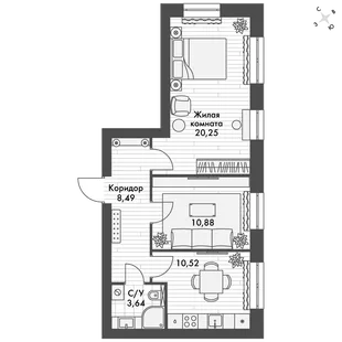 Квартира 2-комн. квартира, 53.6 м² ЖК «ФоРест» Фото 1