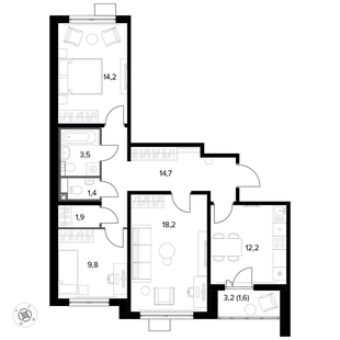 Квартира 3-комн. квартира, 77.7 м² ЖК «Южная Битца» Фото 1 Квартира 3-комн. квартира, 77.7 м² ЖК «Южная Битца» Фото 1