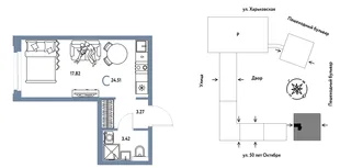 Планировка Студия, 24.51 м² ЖК «Сердце Сибири»