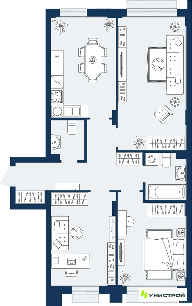 Планировка 2-комн. квартира, 82.19 м² ЖК «ГРАНД БЕРЕГ» Планировка 2-комн. квартира, 82.19 м² ЖК «ГРАНД БЕРЕГ»