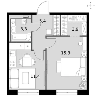 Квартира 1-комн. квартира, 39.3 м² ЖК «Фриссон» Фото 1 Квартира 1-комн. квартира, 39.3 м² ЖК «Фриссон» Фото 1