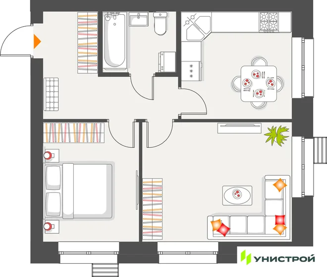 Планировка 2-комн. квартира, 49.39 м² ЖК «Атмосфера» Планировка 2-комн. квартира, 49.39 м² ЖК «Атмосфера»