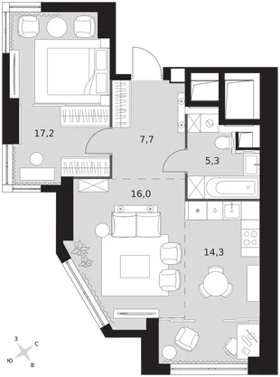 Квартира 2-комн. квартира, 60.5 м² ЖК «Архитектор» Фото 1 Квартира 2-комн. квартира, 60.5 м² ЖК «Архитектор» Фото 1