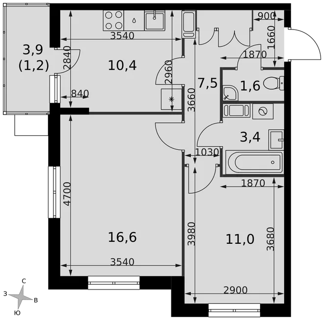 Планировка 2-комн. квартира, 51.7 м² ЖК «Олимп» Планировка 2-комн. квартира, 51.7 м² ЖК «Олимп»