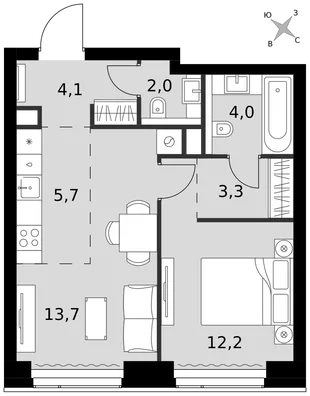 Квартира 2-комн. квартира, 45 м² ЖК «Amber Сity» Фото 1 Квартира 2-комн. квартира, 45 м² ЖК «Amber Сity» Фото 1
