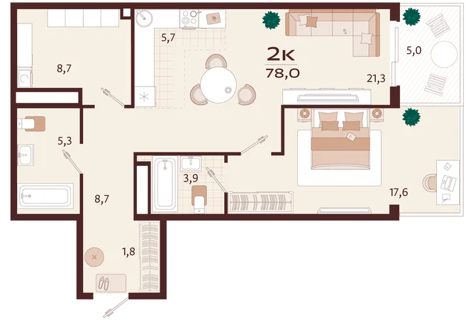 Планировка 2-комн. квартира, 78 м² ЖК «Роялта» Планировка 2-комн. квартира, 78 м² ЖК «Роялта»