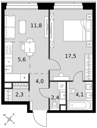 Квартира 2-комн. квартира, 47.7 м² ЖК «Amber Сity» Фото 1 Квартира 2-комн. квартира, 47.7 м² ЖК «Amber Сity» Фото 1