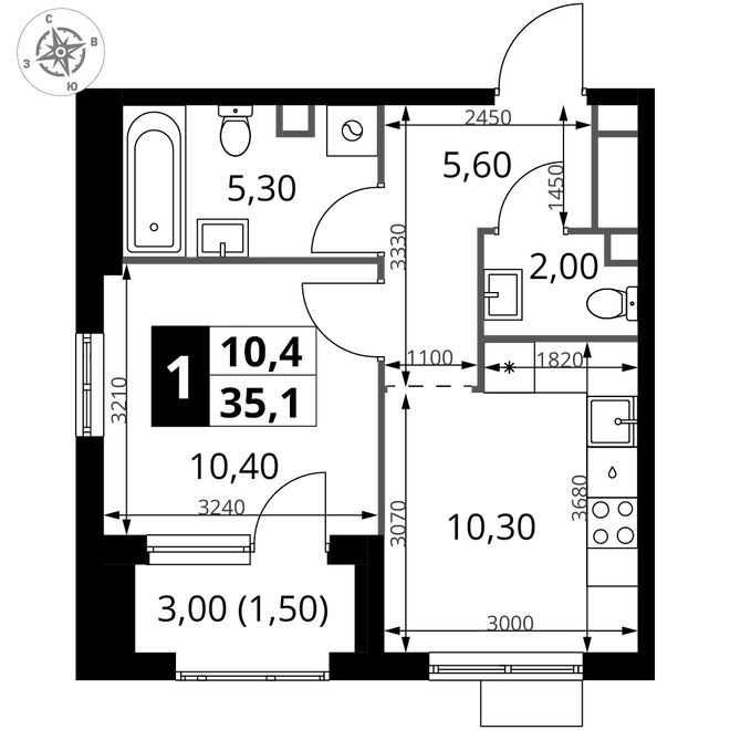 Планировка 1-комн. квартира, 34.8 м² ЖК «1-й Химкинский» Планировка 1-комн. квартира, 34.8 м² ЖК «1-й Химкинский»