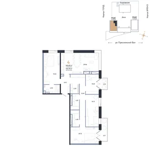 Планировка 4-комн. квартира, 140.49 м² ЖК «Репаблик»