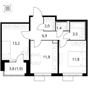 Квартира 2-комн. квартира, 52.5 м² ЖК «1-й Шереметьевский» Фото 1 Квартира 2-комн. квартира, 52.5 м² ЖК «1-й Шереметьевский» Фото 1