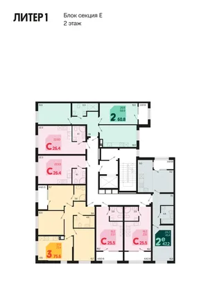 Квартира 2-комн. квартира, 49 м² ЖК «Первое место» Фото 1 Квартира 2-комн. квартира, 49 м² ЖК «Первое место» Фото 1