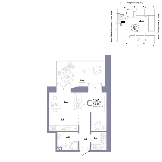 Планировка Студия, 41.27 м² ЖК «Страна.Озёрная» Планировка Студия, 41.27 м² ЖК «Страна.Озёрная»