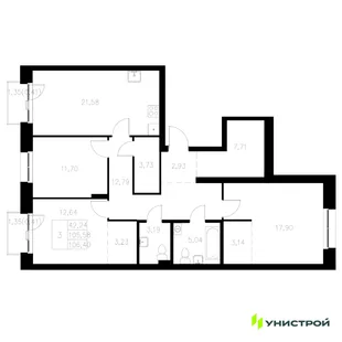 Планировка 3-комн. квартира, 106.4 м² ЖК «Statum»