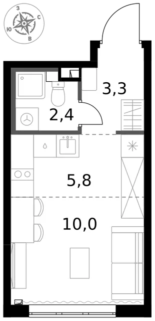 Квартира Студия, 21.5 м² ЖК «1-й Химкинский» Фото 1