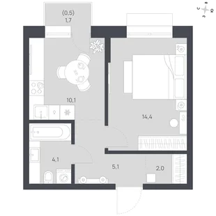Квартира 1-комн. квартира, 36.2 м² ЖК «Флабеллум» Фото 1 Квартира 1-комн. квартира, 36.2 м² ЖК «Флабеллум» Фото 1