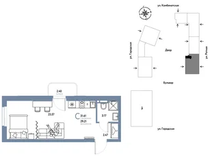 Планировка Студия, 31.61 м² ЖК «Уральский сад»