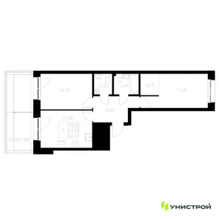 Планировка 2-комн. квартира, 67.97 м² ЖК «Statum»