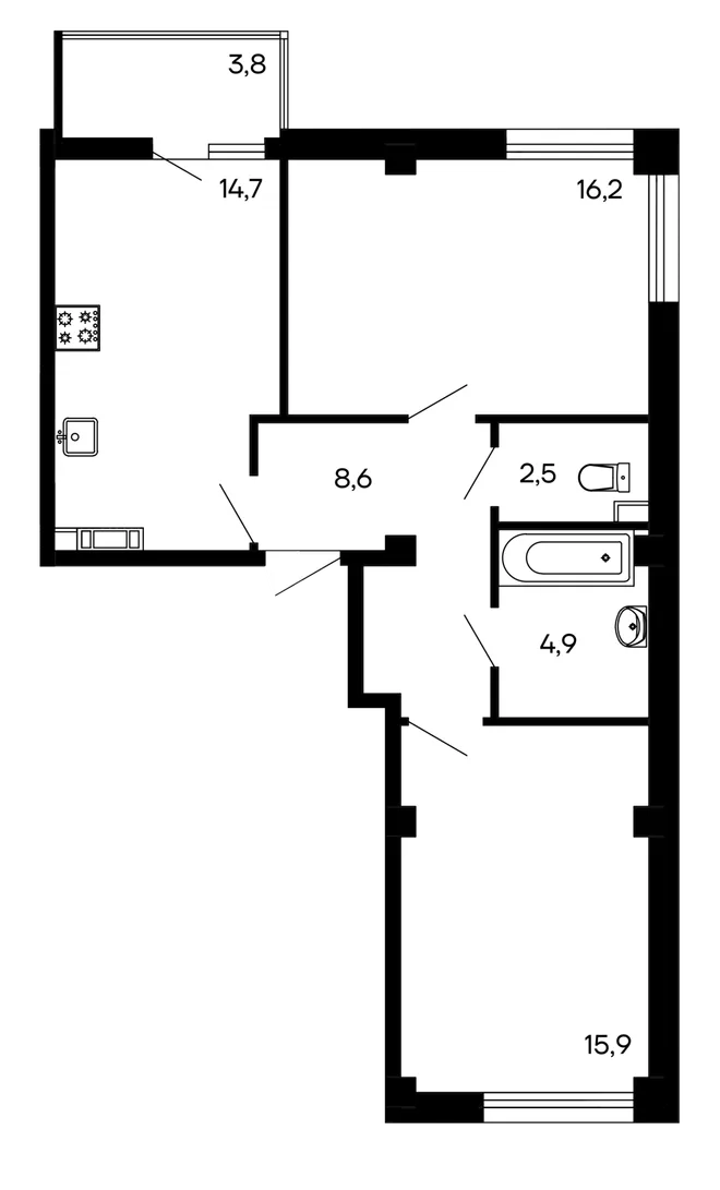 Планировка 2-комн. квартира, 66.6 м² ЖК «Доброгород» Планировка 2-комн. квартира, 66.6 м² ЖК «Доброгород»