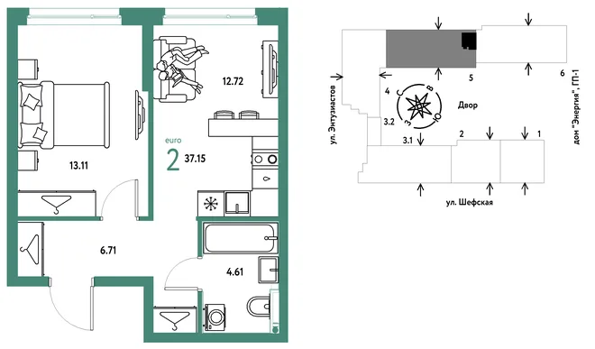 Планировка 2-комн. квартира, 37.15 м² ЖК «Страна.Энтузиастов» Планировка 2-комн. квартира, 37.15 м² ЖК «Страна.Энтузиастов»