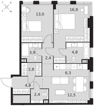 Квартира 2-комн. квартира, 69.8 м² ЖК «Sydney City» Фото 1 Квартира 2-комн. квартира, 69.8 м² ЖК «Sydney City» Фото 1