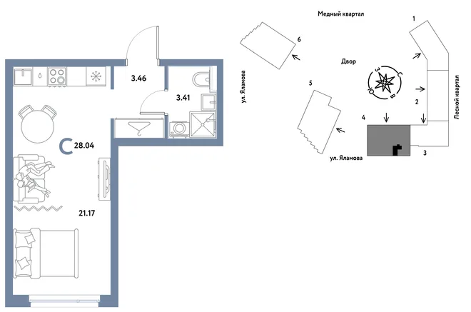 Планировка Студия, 28.04 м² ЖК «Сибирский сад» Планировка Студия, 28.04 м² ЖК «Сибирский сад»