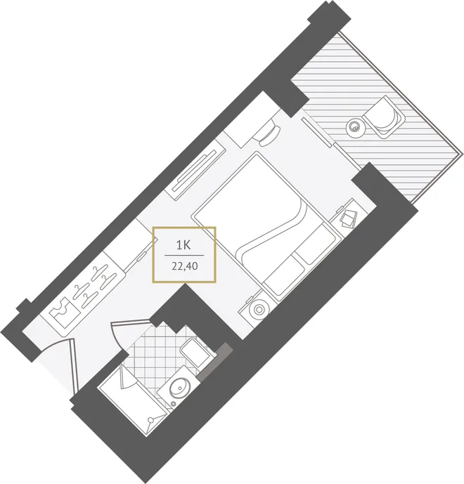 Планировка Студия, 22.9 м² ЖК «Гостиничный комплекс Greenmont» Планировка Студия, 22.9 м² ЖК «Гостиничный комплекс Greenmont»