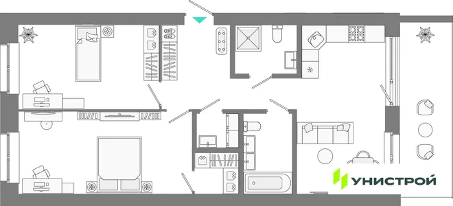 Планировка 2-комн. квартира, 78.44 м² ЖК «Лето» Планировка 2-комн. квартира, 78.44 м² ЖК «Лето»