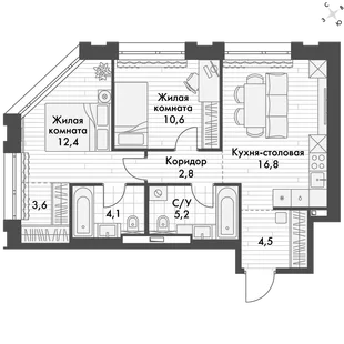 Квартира 2-комн. квартира, 57.5 м² ЖК «Философия» Фото 1 Квартира 2-комн. квартира, 57.5 м² ЖК «Философия» Фото 1