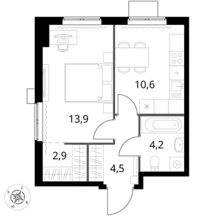 Квартира 1-комн. квартира, 36.1 м² ЖК «1-й Измайловский» Фото 1 Квартира 1-комн. квартира, 36.1 м² ЖК «1-й Измайловский» Фото 1