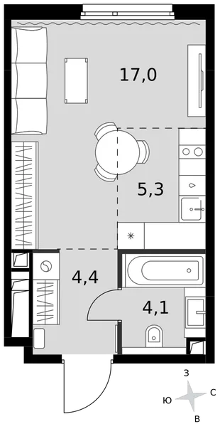 Квартира Студия, 30.8 м² ЖК «Sydney City» Фото 1 Квартира Студия, 30.8 м² ЖК «Sydney City» Фото 1