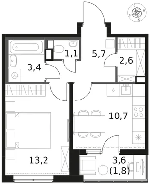 Квартира 1-комн. квартира, 38.5 м² ЖК «1-й Химкинский» Фото 1 Квартира 1-комн. квартира, 38.5 м² ЖК «1-й Химкинский» Фото 1