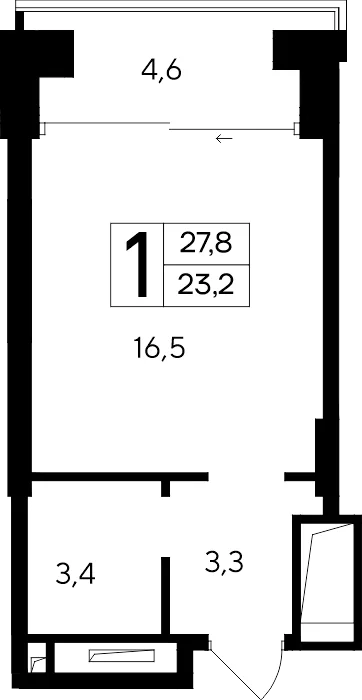 Планировка 1-комн. квартира, 27.8 м² Апарт-комплекс «Ривьера Евпатории» Планировка 1-комн. квартира, 27.8 м² Апарт-комплекс «Ривьера Евпатории»
