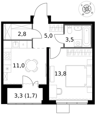 Квартира 1-комн. квартира, 37.8 м² ЖК «1-й Южный» Фото 1 Квартира 1-комн. квартира, 37.8 м² ЖК «1-й Южный» Фото 1