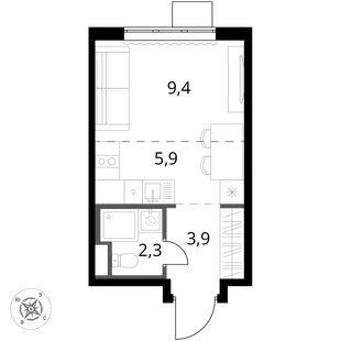 Квартира Студия, 21.5 м² ЖК «1-й Донской» Фото 1 Квартира Студия, 21.5 м² ЖК «1-й Донской» Фото 1