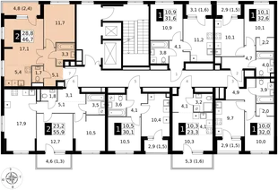 Квартира 2-комн. квартира, 46.7 м² ЖК «1-й Измайловский» Фото 2 Квартира 2-комн. квартира, 46.7 м² ЖК «1-й Измайловский» Фото 2