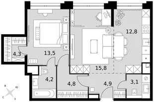 Квартира 2-комн. квартира, 63.4 м² ЖК «Sydney City» Фото 1 Квартира 2-комн. квартира, 63.4 м² ЖК «Sydney City» Фото 1