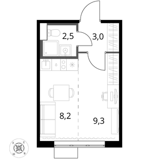 Квартира Студия, 23 м² ЖК «1-й Шереметьевский» Фото 1 Квартира Студия, 23 м² ЖК «1-й Шереметьевский» Фото 1