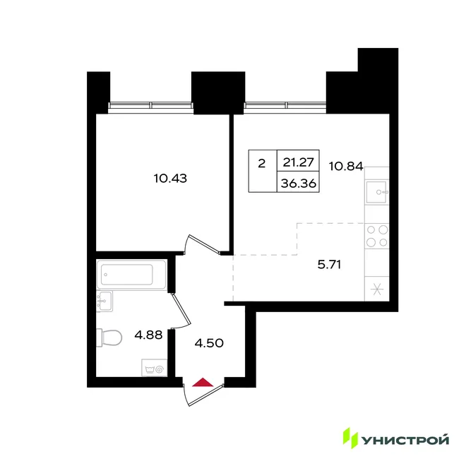 Планировка 2-комн. квартира, 36.32 м² ЖК «Уникум на Энгельса» Планировка 2-комн. квартира, 36.32 м² ЖК «Уникум на Энгельса»